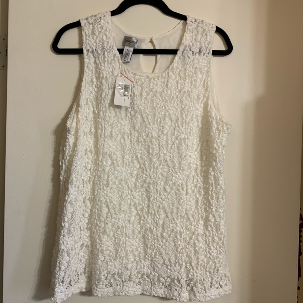 Chico’s cream lace sleeveless top NWOT